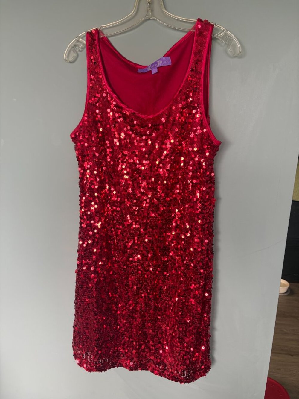 EUC Jolie Brand Red Sequin Sparkle Midi Dress Size 14